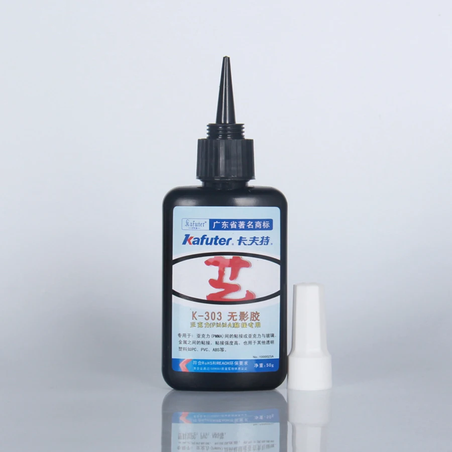 50g kafuter K 303 УФ клей для PMMA Акриловые склеивания прозрачный пластик ПВХ ABS металл с 9