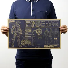 Железный человек дизайн рисунки ностальгические Винтаж крафт-бумага фильм плакат журнал домашнего искусства кафе бар украшения Ретро плакаты