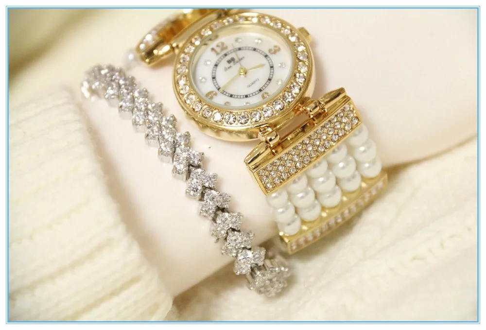 Роскошные элегантные женские часы, стразы, женские часы с жемчугом, женские наручные часы с большим циферблатом, Кристальный браслет, Прямая поставка