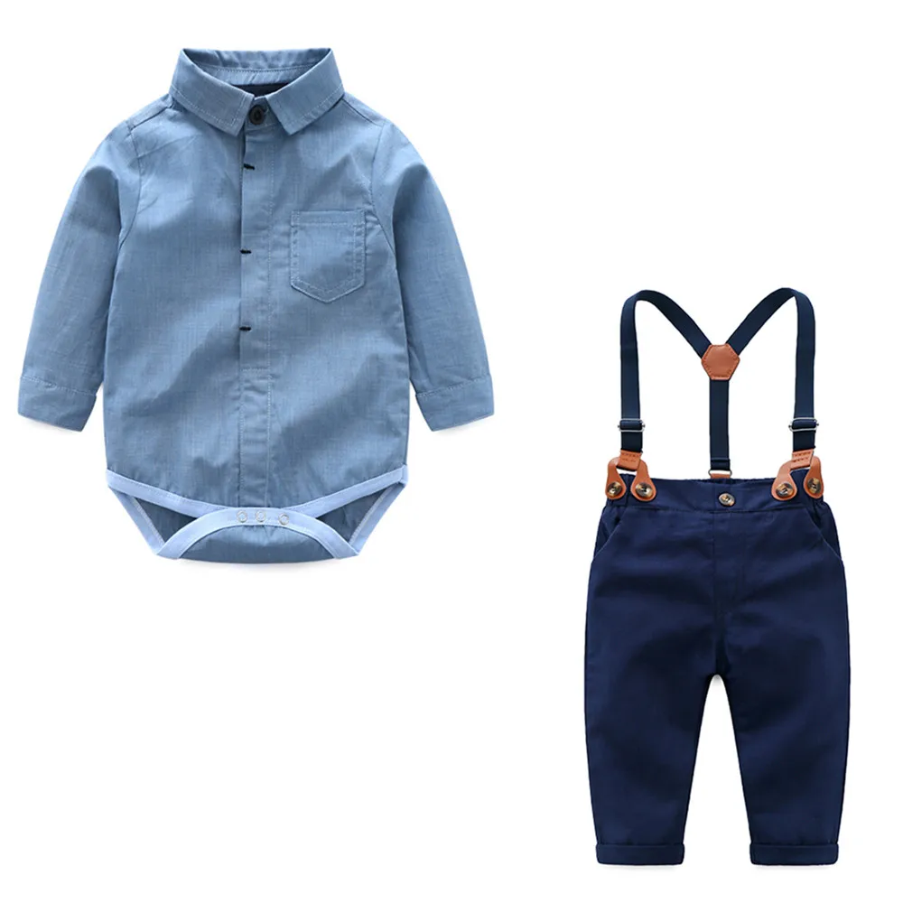 Tem Doger/Весенняя хлопковая одежда для маленьких джентльменов; рубашка с длинными рукавами; комбинезоны; комбинезон; комплекты одежды для детей; одежда для малышей