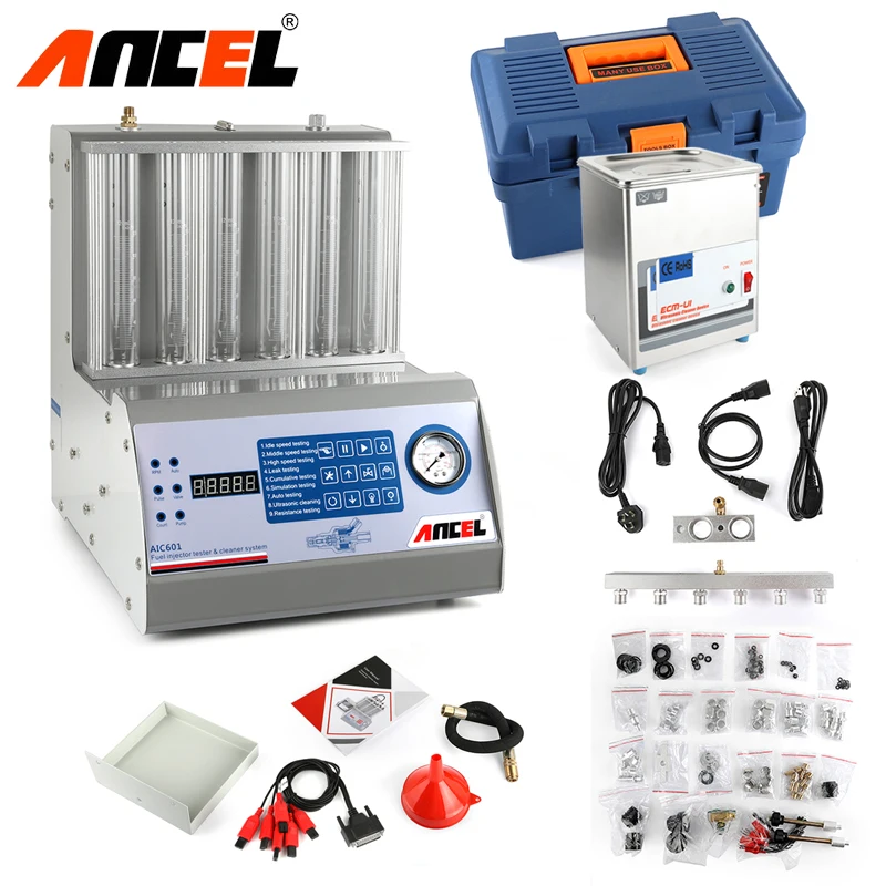 

Ancel AIC601 Universal Car Ultrasonic Fuel Injector Cleaner Tester With Panel for 6 Cylinders Injector Washing Tool as CNC-602A