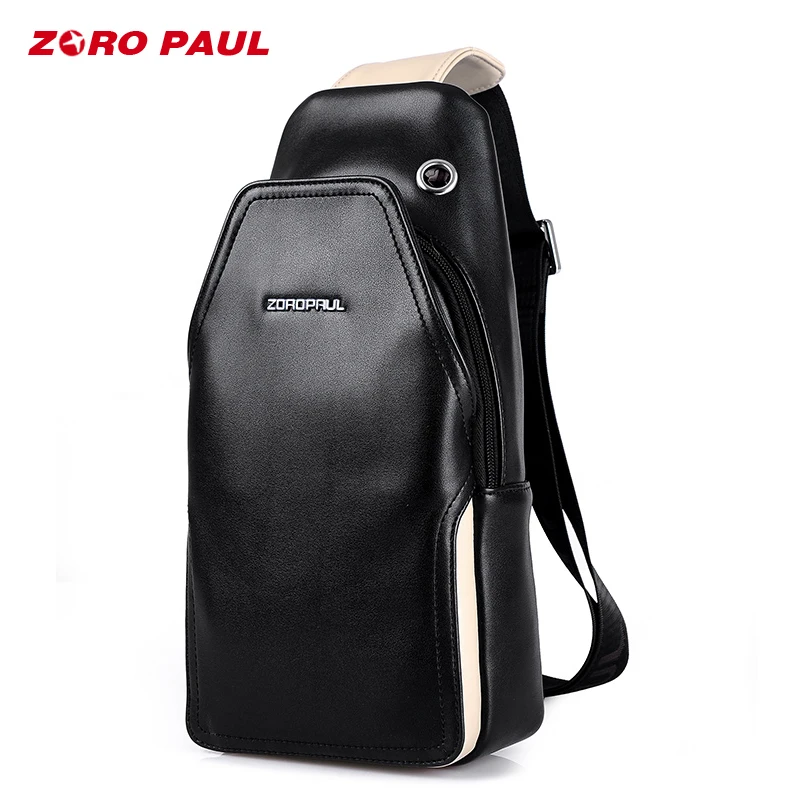Нагрудная сумка ZORO PAUL Мужская модная кожаная сумочка на одно плечо мессенджер