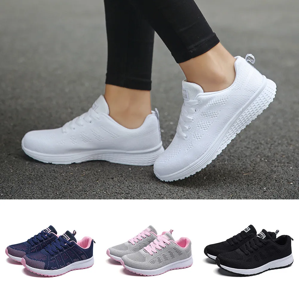 

2019 Women's Sneakers Fashion Mesh Round Toe Cross Straps Flat Sneakers Sport Walking Running Shoes Breathable Casual Shoes Hot