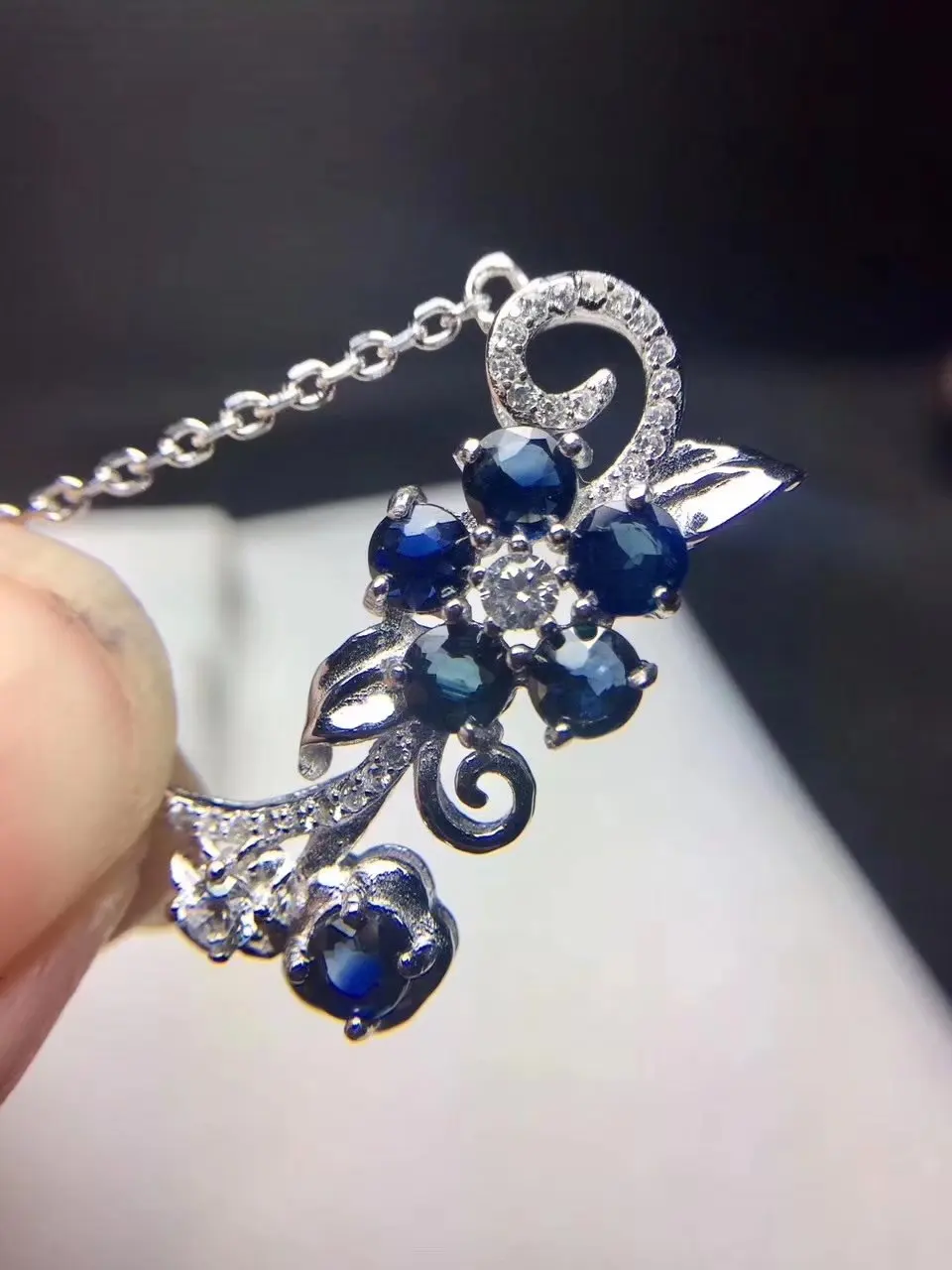 Верность естественно 4 мм сапфир s925 серебро Подвески Цветы fine jewelry gfit для женщин натуральный синий драгоценный камень