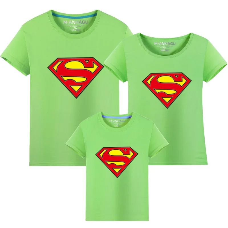 1 предмет, лидер продаж, одинаковые футболки для всей семьи с суперменом качественная хлопковая летняя одежда для мамы и дочки, папы и сына Футболка с принтом - Цвет: as chart