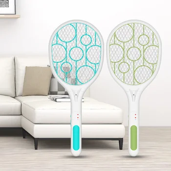 

Behogar 3 Layer Grid USB Rechargeable LED Electric Fly Swatter Mosquitoes Insects Racket Killer Racquet for Home Office