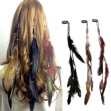 Индийский стиль перо волос кисточкой волос кусок обруч для волос с орнаментами BB клип для женщин Девушка резинка для волос лента