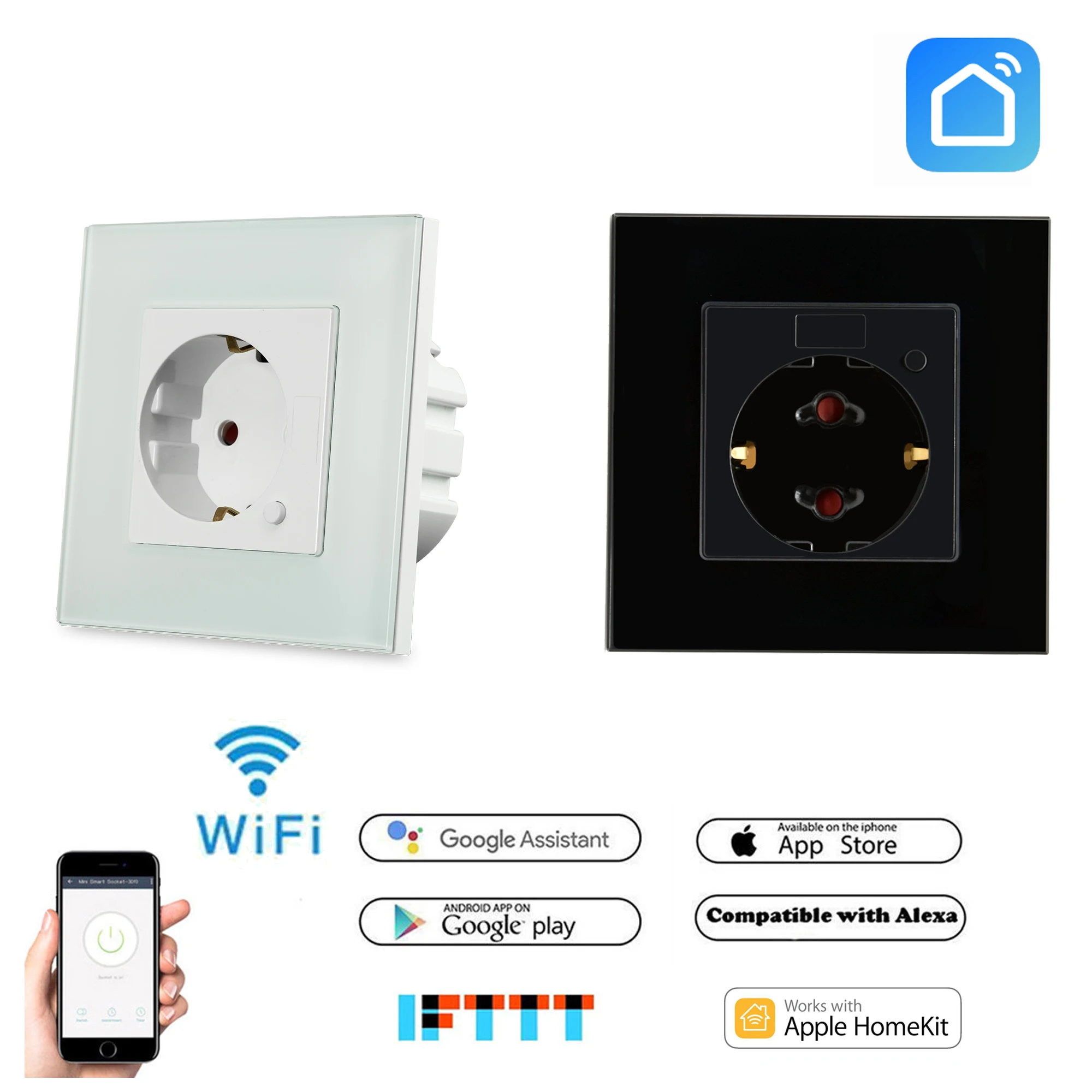 

Smart Plug Wifi Smart Socket Tuya Smart Life App EU Standard Alexa,Google home,Google Nest,IFTTT,and Apple Siri voice control