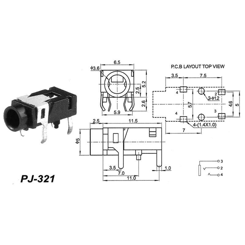 30pcs Headset Connector 3 5mm Headphone Plug PJ 321 Jack 3 5mm Audio Adapter 5 Feet Plug Socket Black Green