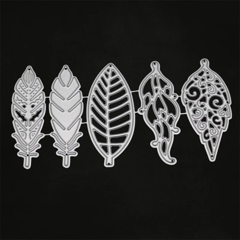 

5pcs leaves metal cutting dies for scrapbooking embossing clear stamps for card making background decor leaves dies fustelle