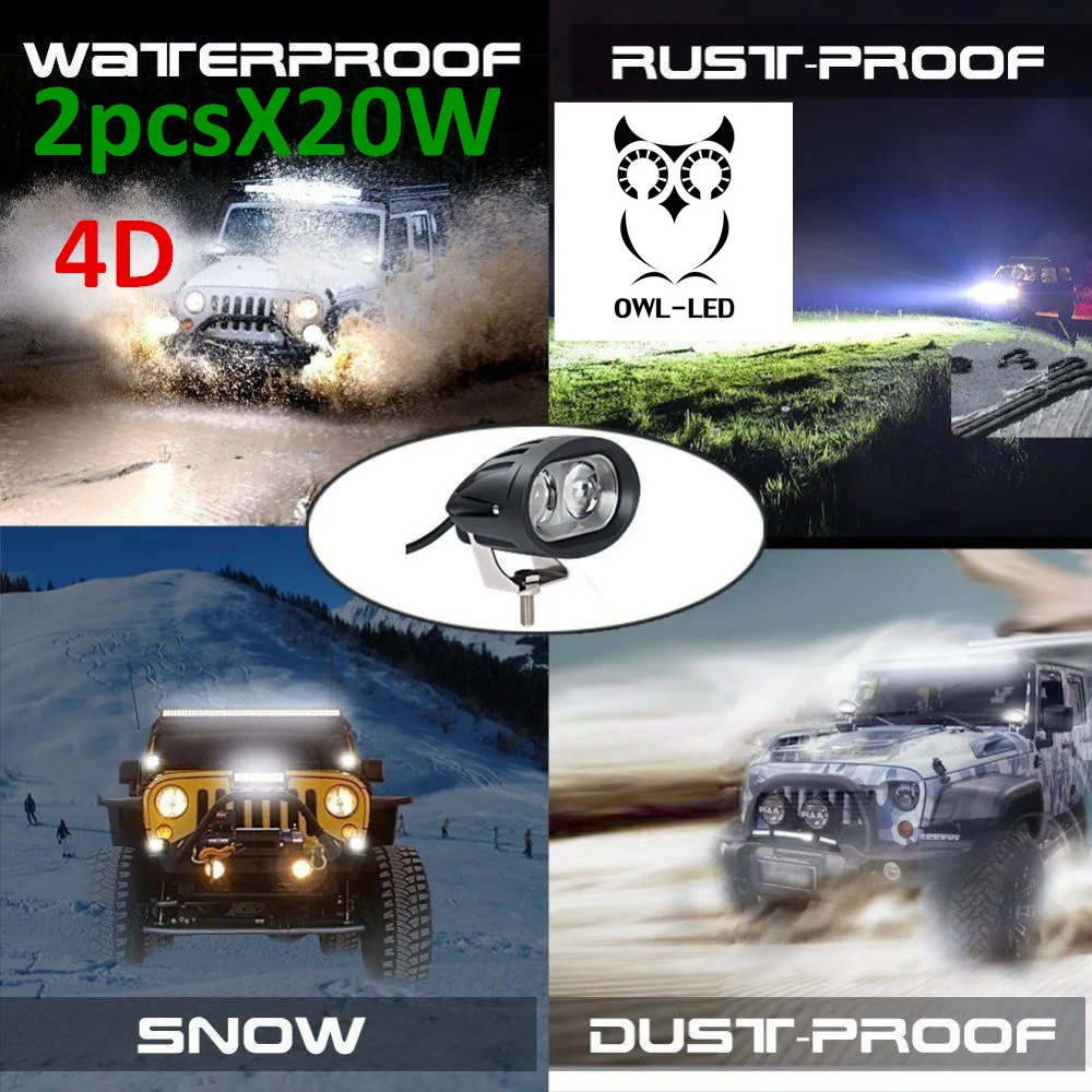 10pcs-20W-4D-LED-Work-Spot-Light-For-CREE-Chips-Motorcycle-Bicycle-SUV-4X4-ATV-OffRoad