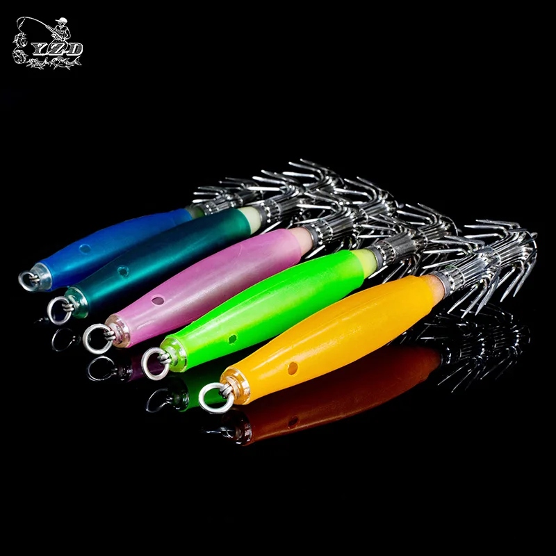 

free shipping 5pcs squid hook jig bright in the dark