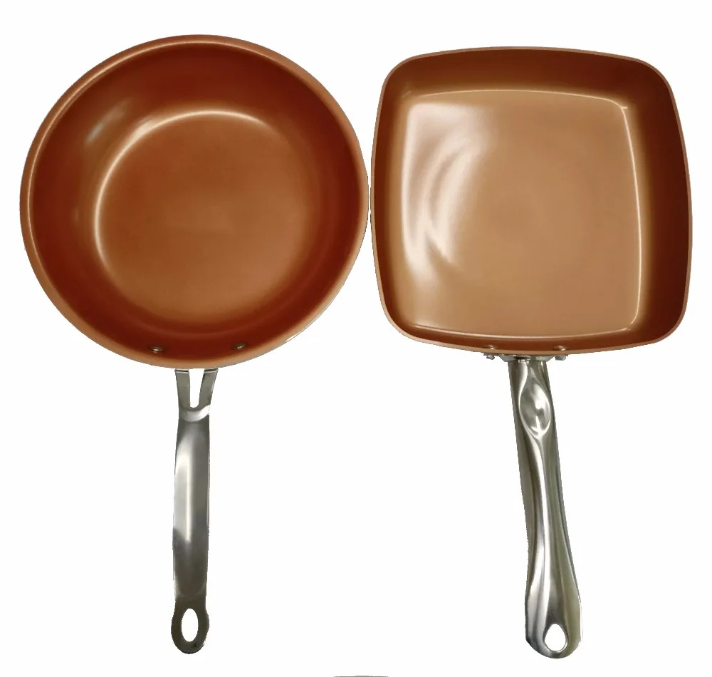 Non stick Copper Frying Pan Square Non stick Skillet with Ceramic Coating Ceramic Saucepan