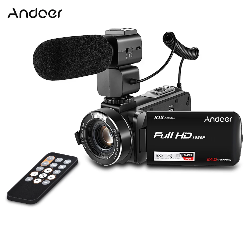 

Andoer HDV-Z82 3" LCD Touchscreen Video Camera 1080P 24MP Digital Camcorder Remote Control Face Detect w/ Wide Angle Lens / Mic