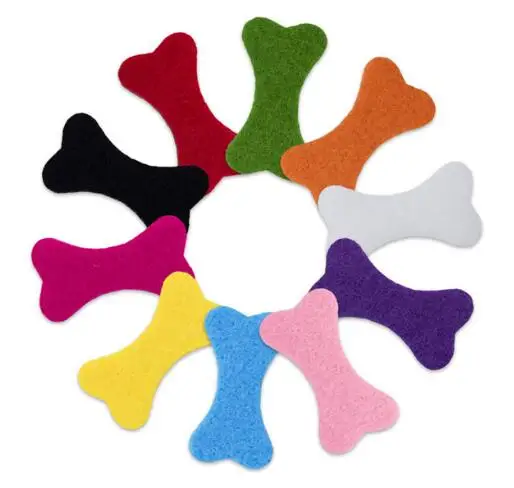 

50pcs/lot Dog bone Shape Colorful Aromatherapy Felt Pads Fit for Essential Oil Diffuser Floating Locket