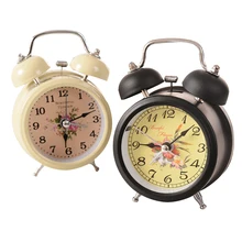 Reloj despertador creativo Clásico Vintage ultrasilencioso de Chime con luz nocturna decoración metálica de flores