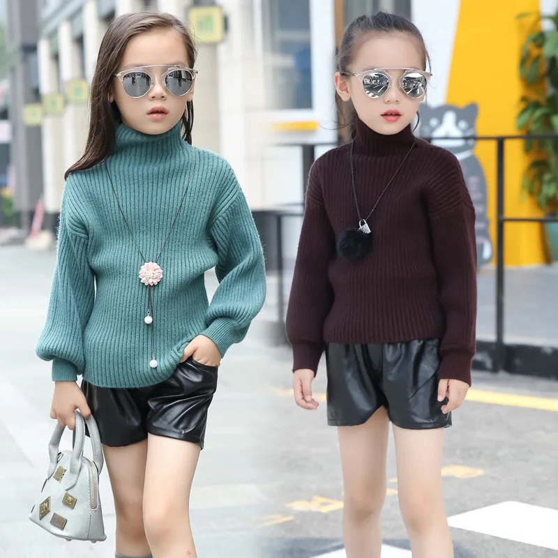 Baby Girl Clothes 2016 Winter Girl Sweaters Turtleneck Toddler Kids