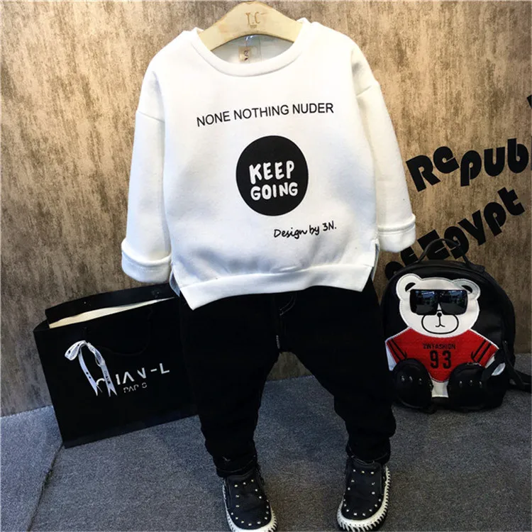 

Baby Clothes Baby Boy Clothing Sets Christmas costumes for boys plus velvet  Pullover T-shirt + pants two piece sets sport suit