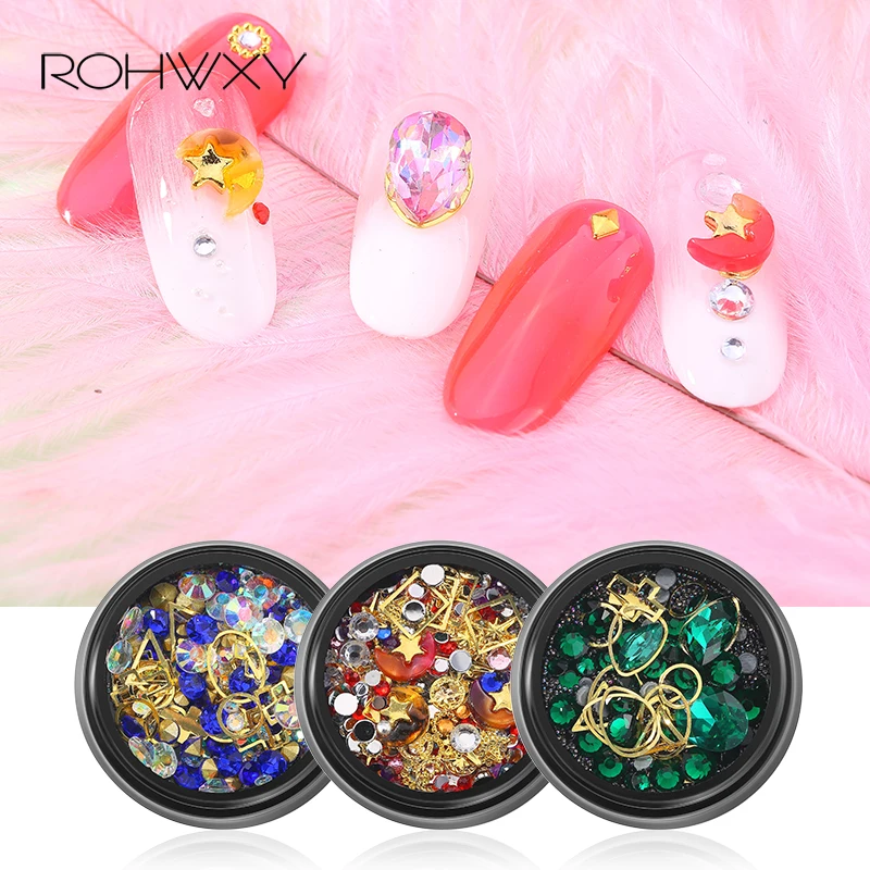

ROHWXY Nail Art Decorations For Nail Design Rhinestones Nail Crystals For Manicure Charm Nail Accessories Decor Sticker Supplies