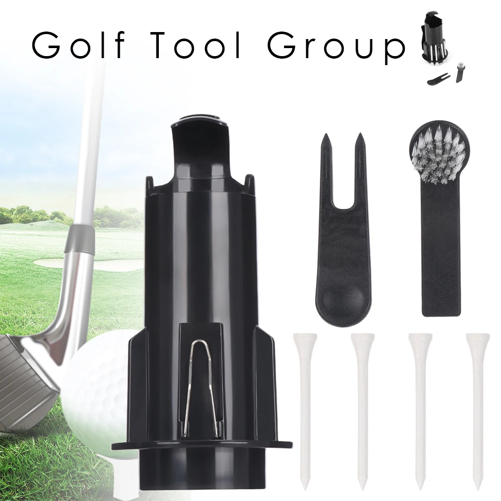 3PCS/SET Plastic Golf Ball Tee Holder With Golf Club Nylon Brush