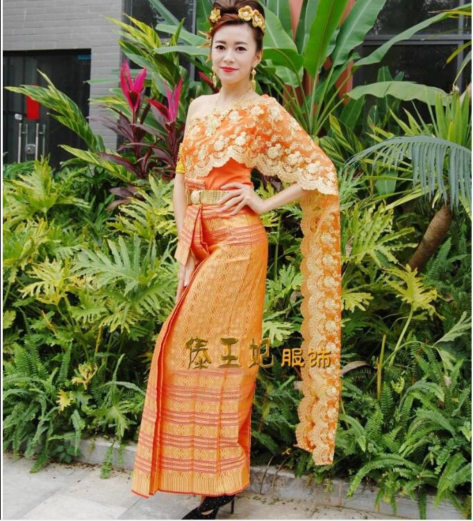 orange traditional dress