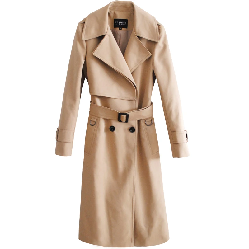 2018 Boutonnage Automne Green Taille army Double Kaki kaki Manteau Nouvelle La Plus Lâche Longue Noir Tranchée Pardessus Dames Grâce angleterre Chaojue Femmes Élégant qAg4x
