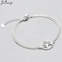 Jisensp модная цепь со звеньями Дерево жизни Шарм браслет для женщин 925 серебряные растения ювелирные изделия, браслеты мужские вечерние подарки