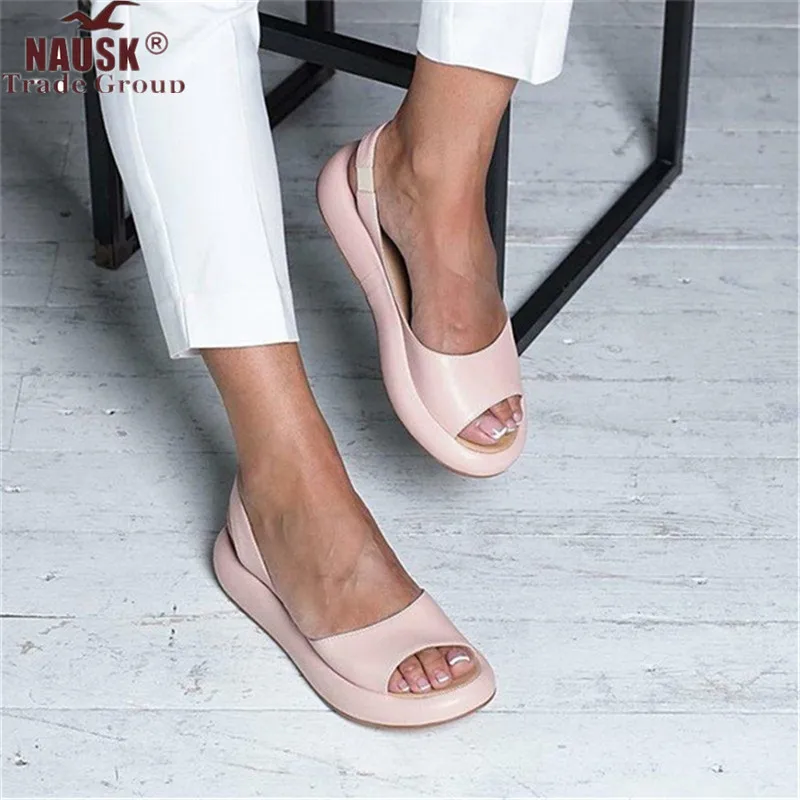 

NAUSK 2019 Wedges Sandals Fashion Sexy Open Toe Platform Elevator Women Sandals Shoes Plus Size 34-43 Pumps pink white