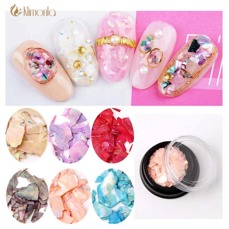

1PCS Acrylic Nail Art Decoration 6 color Abalone Shell Fragments Professional Nail Ornaments For Salons And Homes Black Bottled