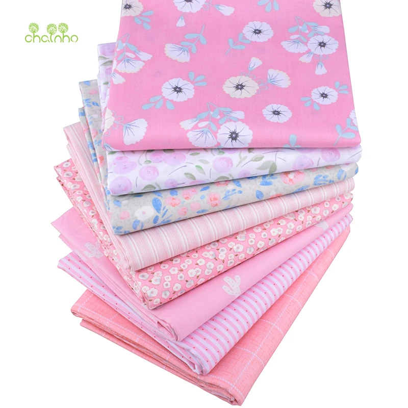 

Chainho,8pcs/lot,Pink Floral Series,Printed Twill Cotton Fabric,Patchwork Clothes For DIY Sewing&Quilting Baby&Children Material