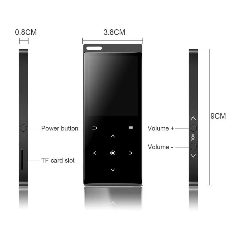 Mp3-плеер Новое поступление Металлическая сенсорная кнопка HIFI Bluetooth музыкальный плеер встроенный динамик 8 ГБ/16 ГБ/32 ГБ/40 ГБ без потерь звук с FM