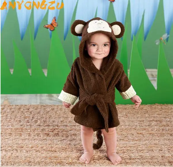 Anyongzu Spot Children Bathrobe Cotton Baby Cartoon Towel Nightgown Boys and girls 0 to 12 month baby Many design choices