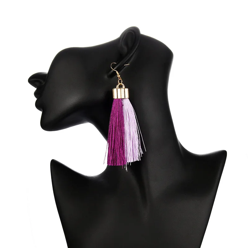 8 сезонов двухцветные висячие серьги с кисточками золотистый цвет пурпурный модные трендовые женские ювелирные изделия подарок 3,5*10 см, 1 пара