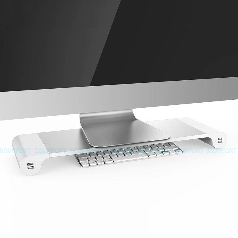 

Free Shipping Dsupport Desktop Monitor Stand Space Bar Laptop Stand Riser with 4-ports USB charging for iMac, MacBook Pro, Air