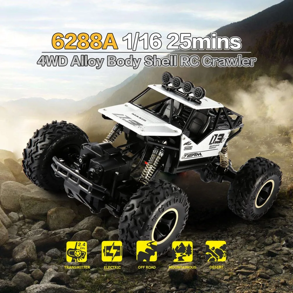 1/16 2,4 GHz сплав корпус Rock Crawler 4WD двойные двигатели внедорожный пульт дистанционного управления золотой RC Bigfoot альпинистский автомобиль