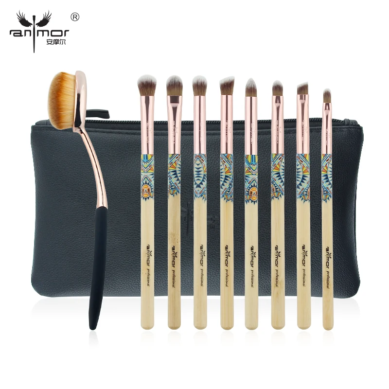 

Anmor New 9 PCS Makeup Brushes Set Soft Synthetic Make Up Brushes with Black Bag