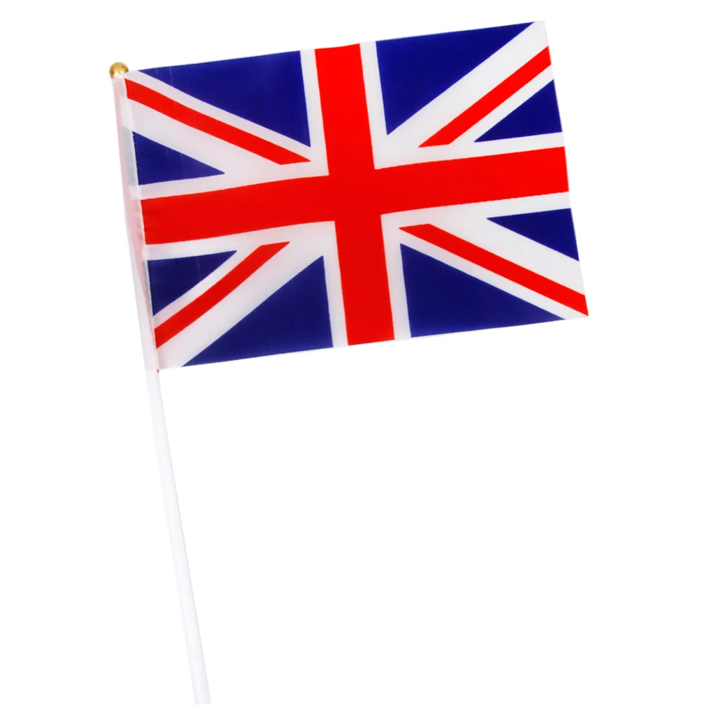 Union Jack Flag England Great Britain British with Poles 12Pcs Festival Supply