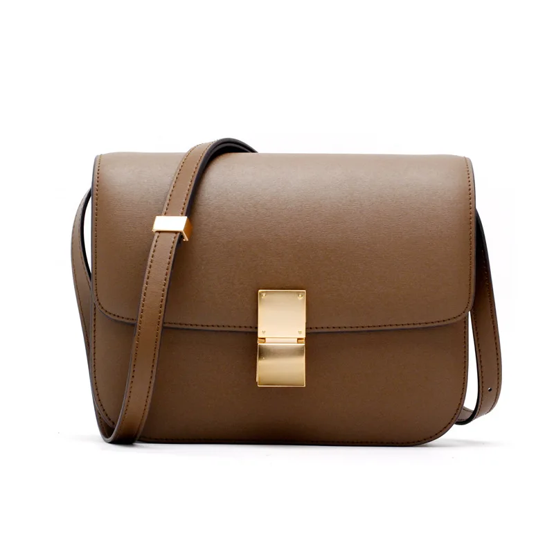 Новая женская сумка через плечо из натуральной кожи, сумка через плечо из натуральной кожи, кожаная сумка с клапаном - Цвет: brown L