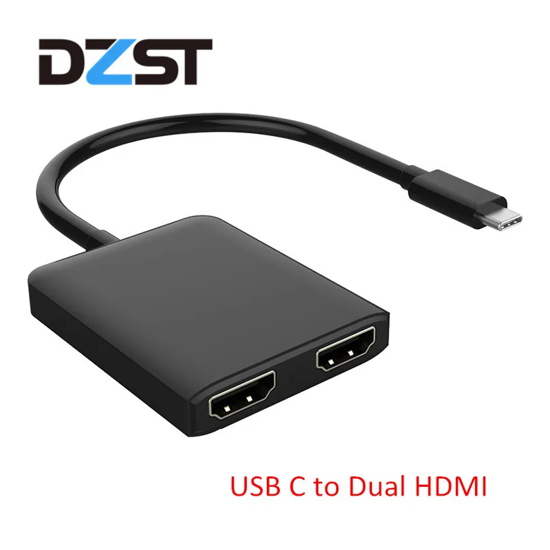 

DZLST USB C to HDMI Dual Adapter Type C 3.1 Male to Dual HDMI Female Converter 4K 30Hz UHD Video Cable for Macbook Samsung S9/S8