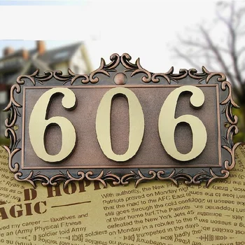 

3 Digits New classical European Style Pure copper house number card Villa apartment number four digits Free Shipping