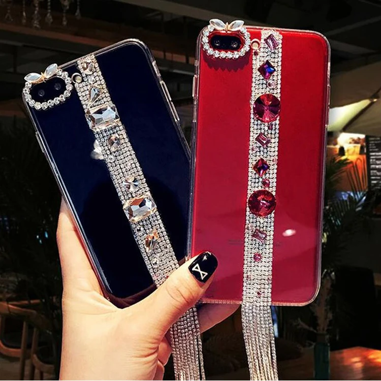 

Beautiful Rhinestone Tassel Phone Case For Sony Xperia XA3 XA2 XA1 XA Ultra Plus L2 L3 Ladies Phone Cover Cases