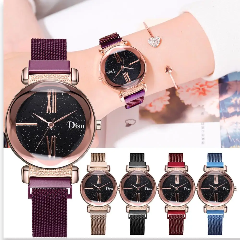 

Best Selling Women's Watches luxury Glass Gemstone Dial Ladies Quartz Wristwatch Starry Sky Alloy Clock Zegarek Damski@50