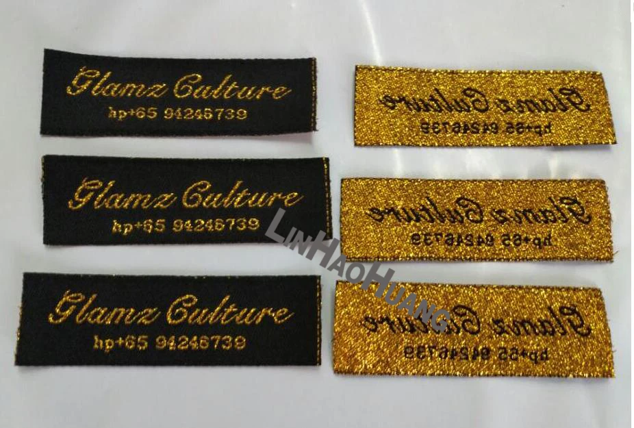 

Wholesale customized garment shoe labels/woven labels/main label/embroidered tag silver gold 1000pcs 2016091202