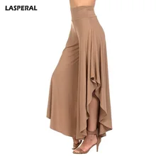 LASPERAL 2018 Ruffles Teratur Elegan Lebar Kaki Celana Celana Wanita Tinggi Pinggang Lipit Celana Femme Kasual Longgar Streetwear