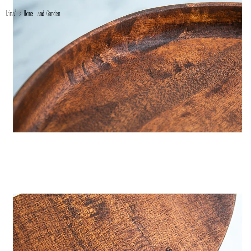 antique solid mango wood round tray with side handle (6)