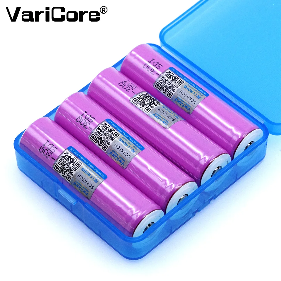 

4PCS VariCore for Samsung INR18650 30Q 3000mAh lithium battery inr18650 powered rechargeable battery Plus pointed+ Storage Box