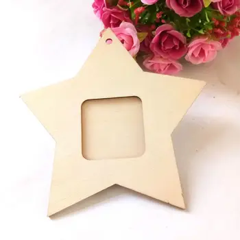 

10Pcs Wooden Mini Star Photo Frame Picture Poster Hanging Pendant Home Party Decoration Ornament Unfinished DIY Gift
