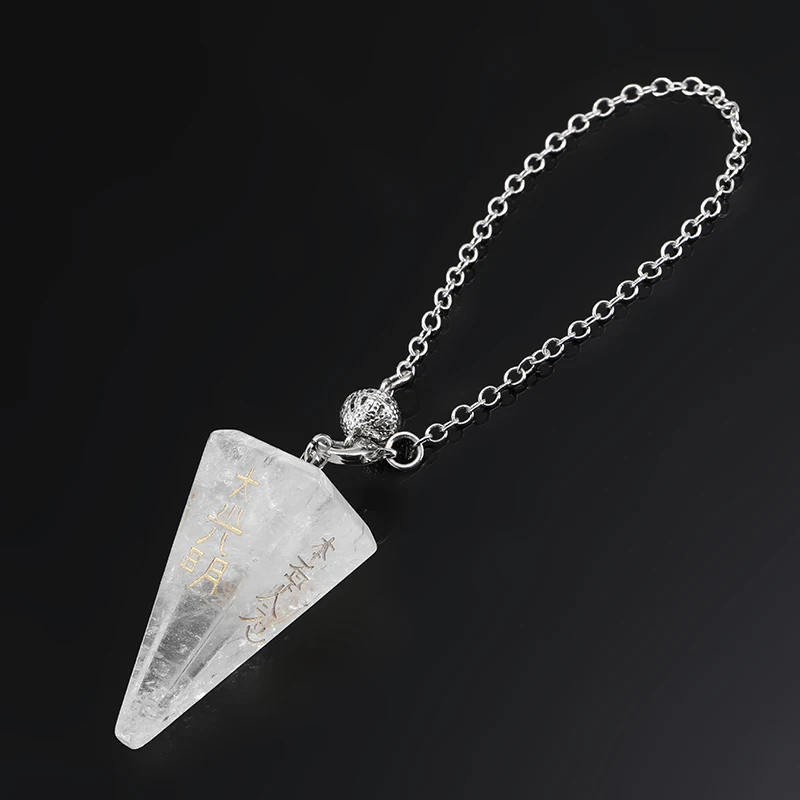 Simbolo di ossidiana naturale intaglio piramide pendolo di pietra per bioculazione Reiki amuleto quarzo cristallo Pendulo strumento di dio