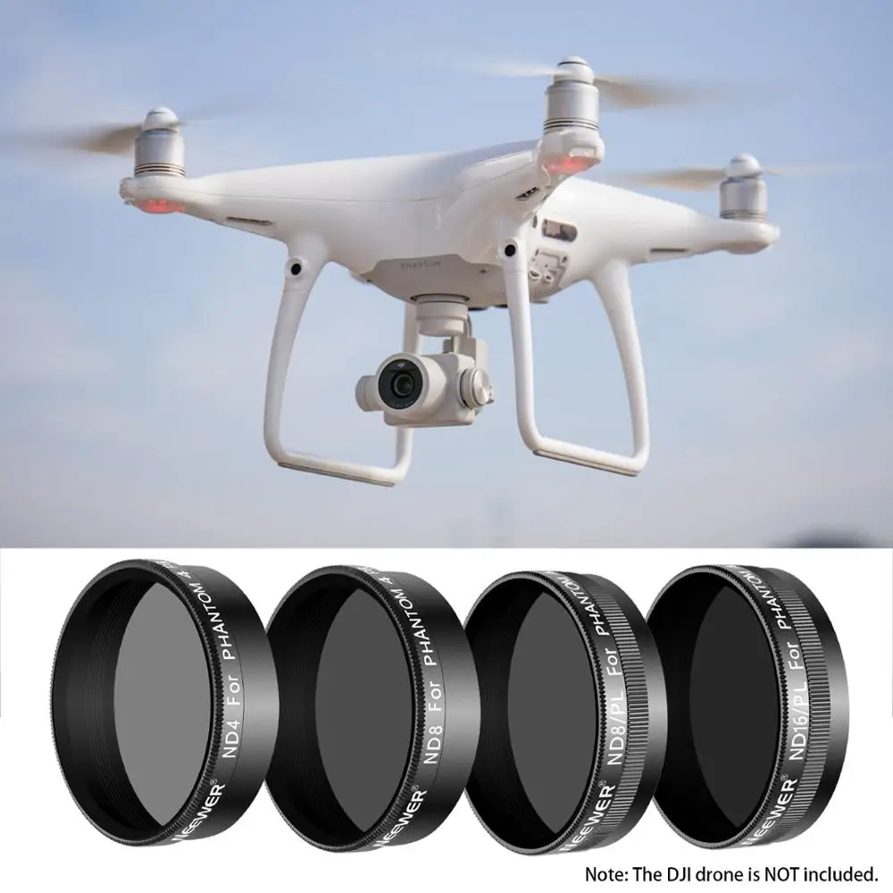 Neewer 4 шт. набор фильтров для объектива квадрокоптера DJI Phantom Pro включает в себя: ND4 +