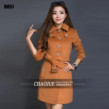 

2016 New Fashion Women's Personality Slim Woolen Trench Coat 3XL 4XL Women's Winter Coat Wool Dress ! S-4XL free shipping